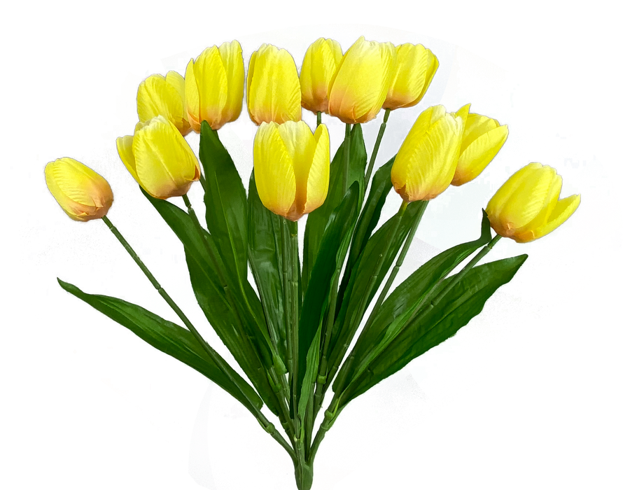 17" Yellow Tulip Bush with 12 Stems 63338YW