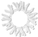 The 24 White Work Wreath XX748827 features a chic artificial design on a sleek metal frame with frosted pine branches, offering an airy, minimalist ambiance against its plain white background.